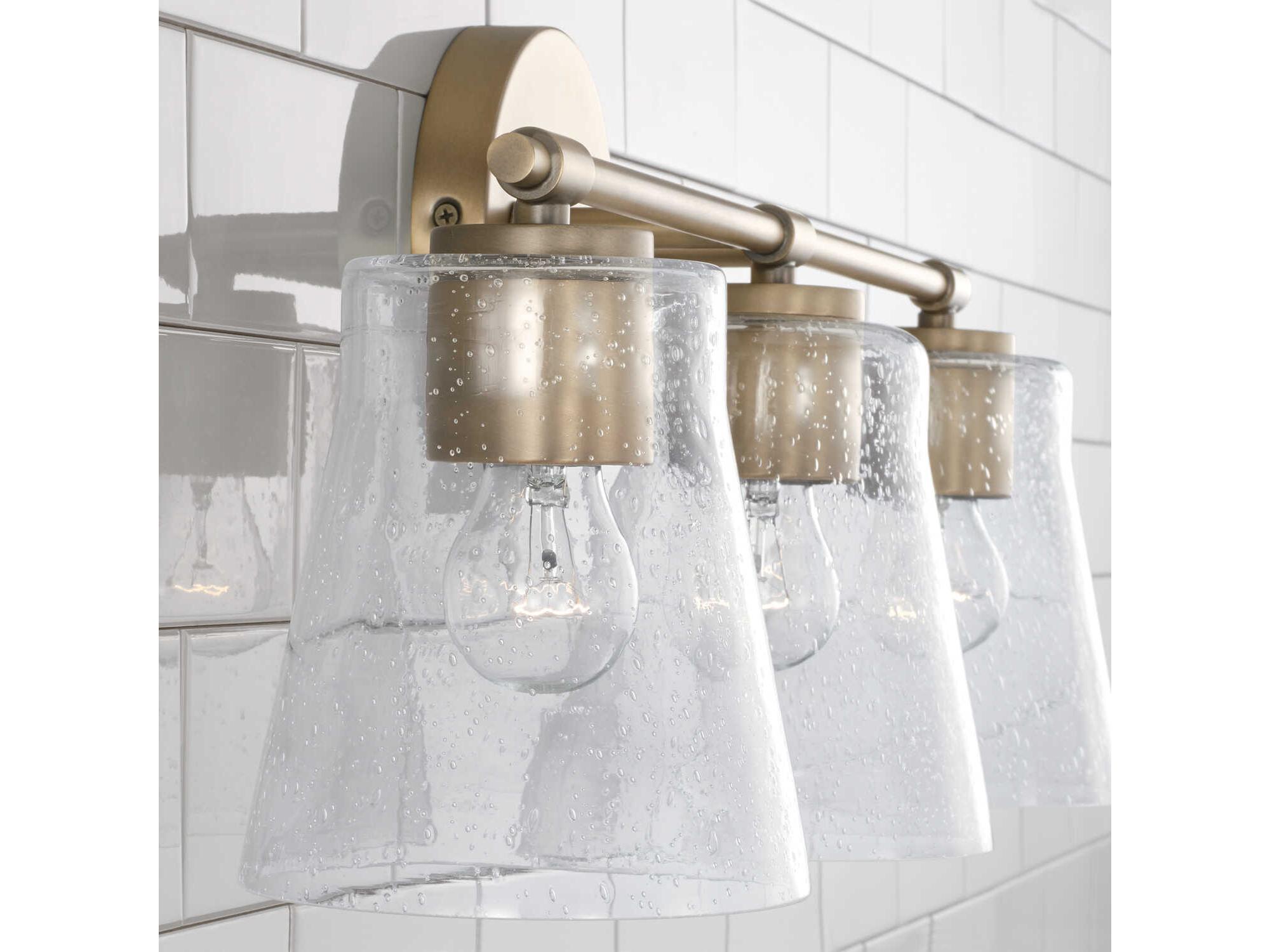 Capital Lighting Baker 3-Light Aged Brass Glass Vanity Light