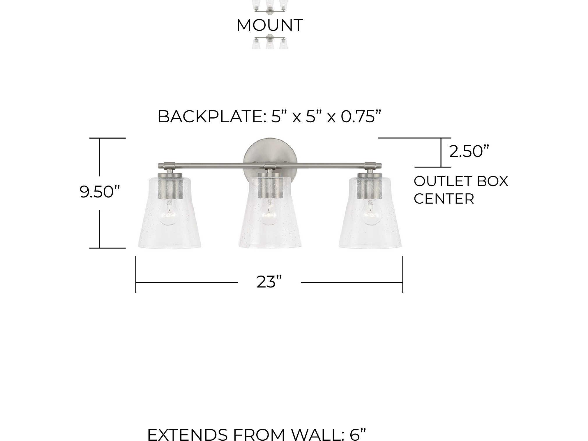 Capital Lighting Baker 3-Light Brushed Nickel Glass Vanity Light