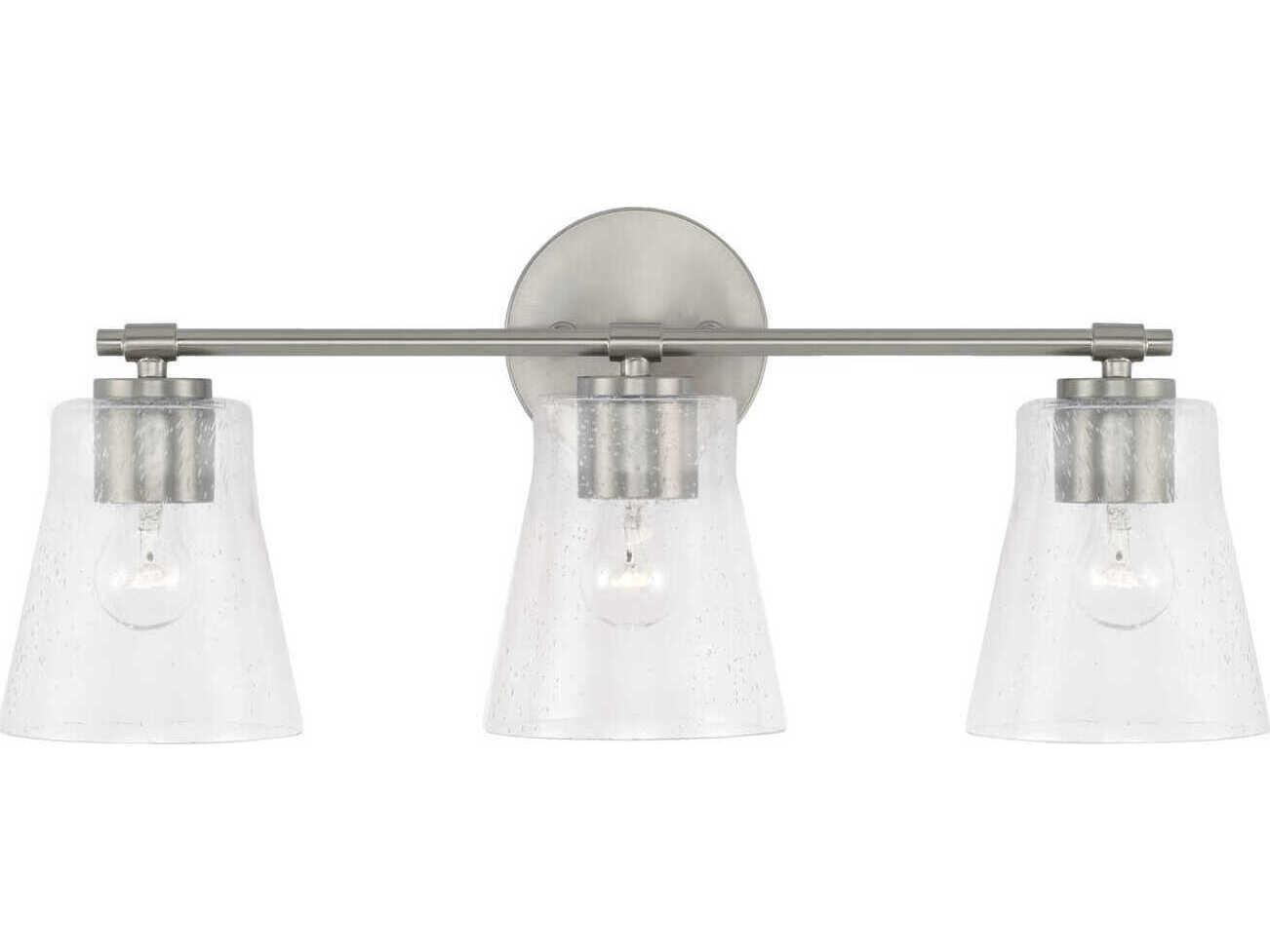 Capital Lighting Baker 3-Light Brushed Nickel Glass Vanity Light