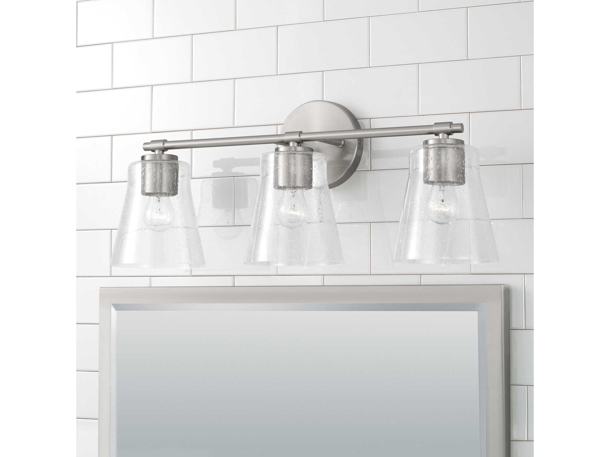 Capital Lighting Baker 3-Light Brushed Nickel Glass Vanity Light