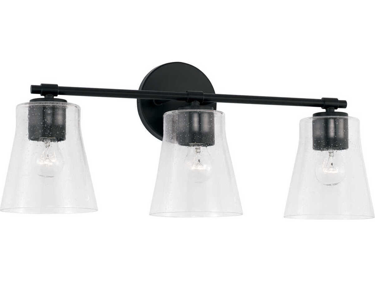 Capital Lighting Baker 3-Light Matte Black Glass Vanity Light