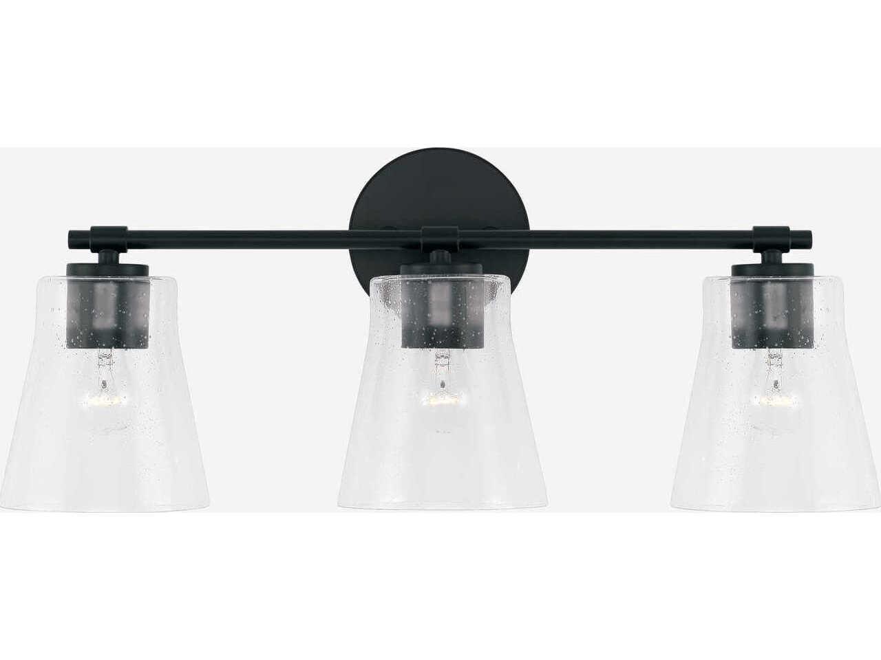 Capital Lighting Baker 3-Light Matte Black Glass Vanity Light