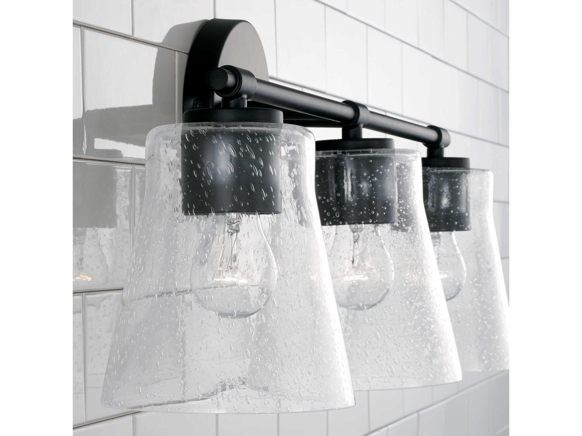 Capital Lighting Baker 3-Light Matte Black Glass Vanity Light