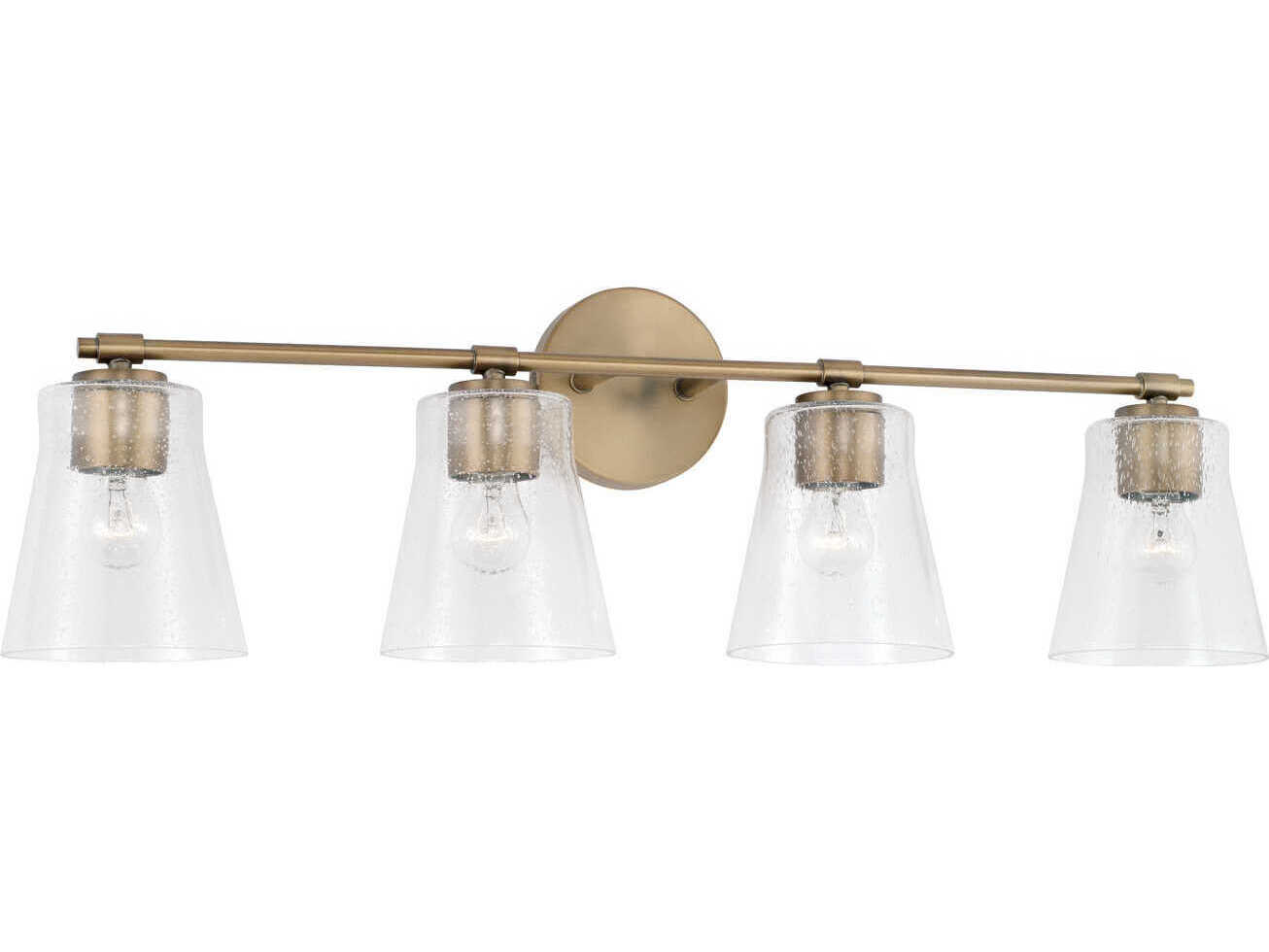 Capital Lighting Baker 4-Light Aged Brass Glass Vanity Light