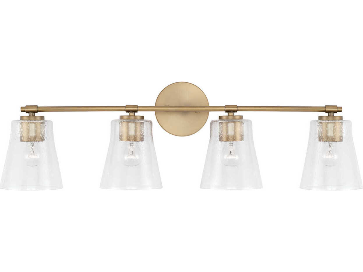 Capital Lighting Baker 4-Light Aged Brass Glass Vanity Light