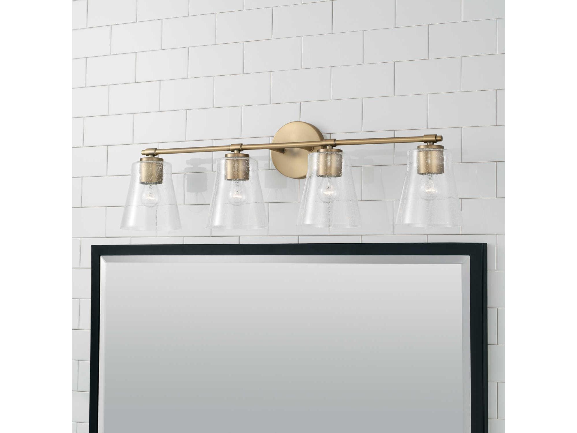 Capital Lighting Baker 4-Light Aged Brass Glass Vanity Light