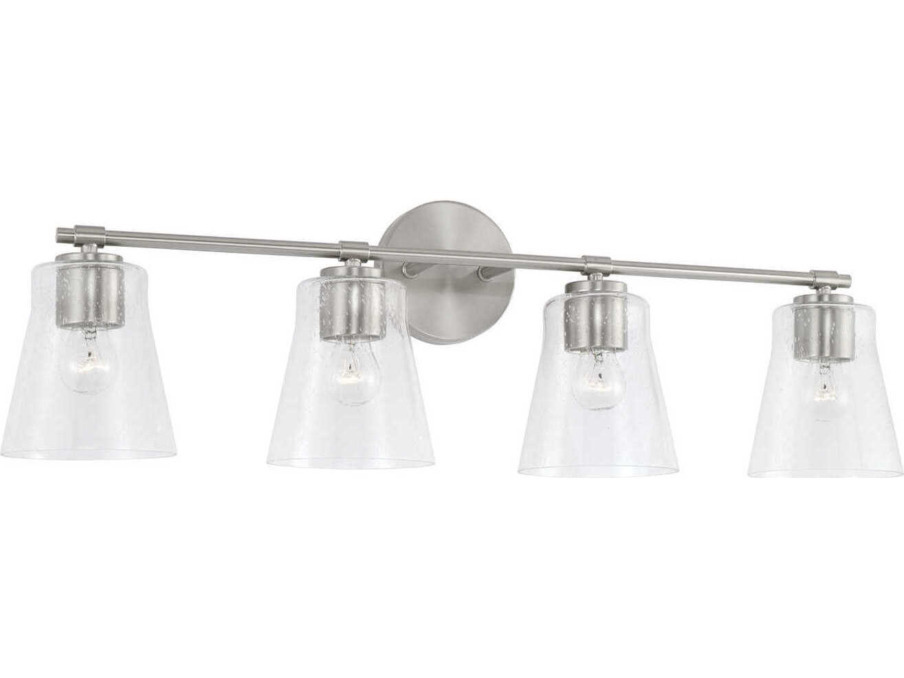 Capital Lighting Baker 4-Light Brushed Nickel Glass Vanity Light