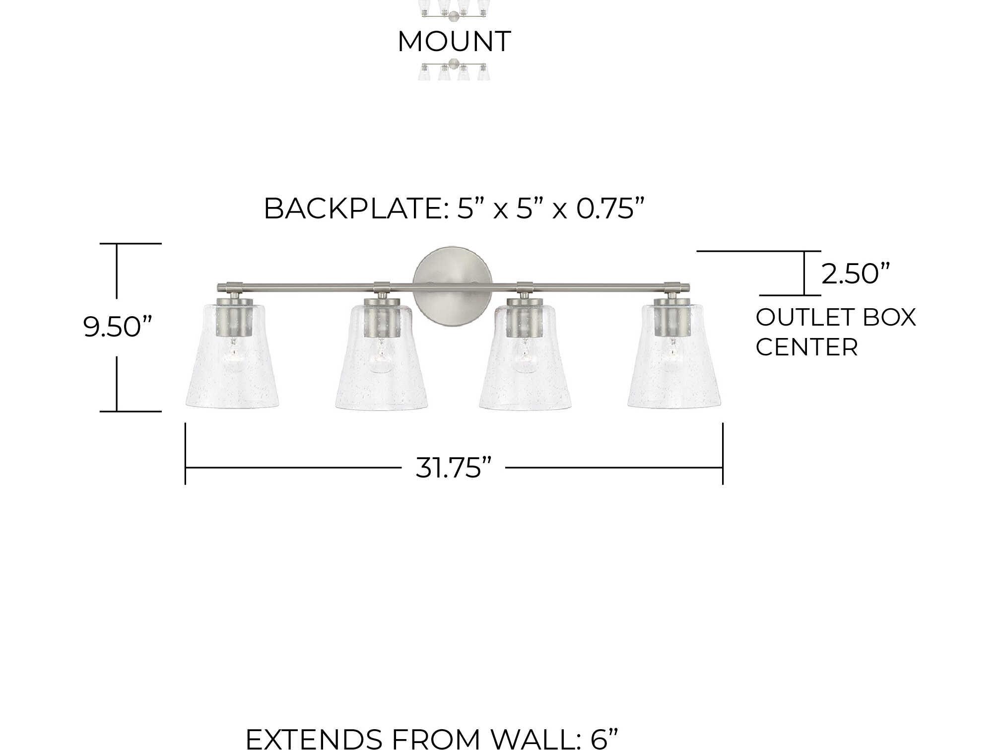 Capital Lighting Baker 4-Light Brushed Nickel Glass Vanity Light