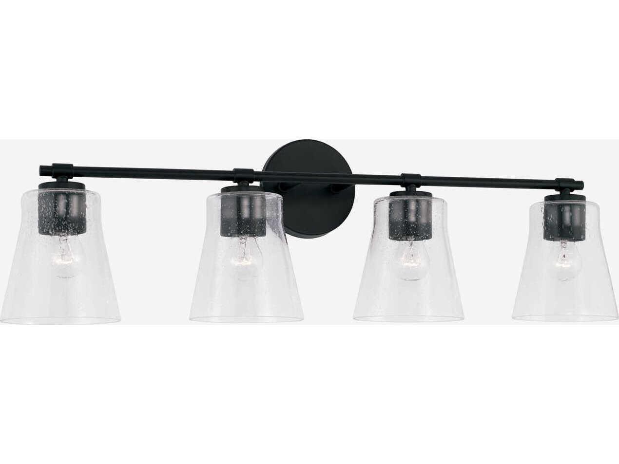 Capital Lighting Baker 4-Light Matte Black Glass Vanity Light