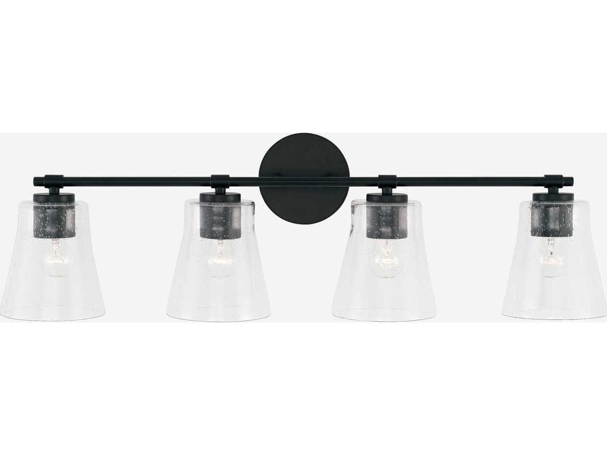 Capital Lighting Baker 4-Light Matte Black Glass Vanity Light
