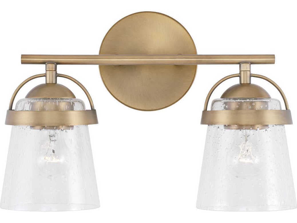 Capital Lighting Madison 2-Light Aged Brass Glass Vanity Light