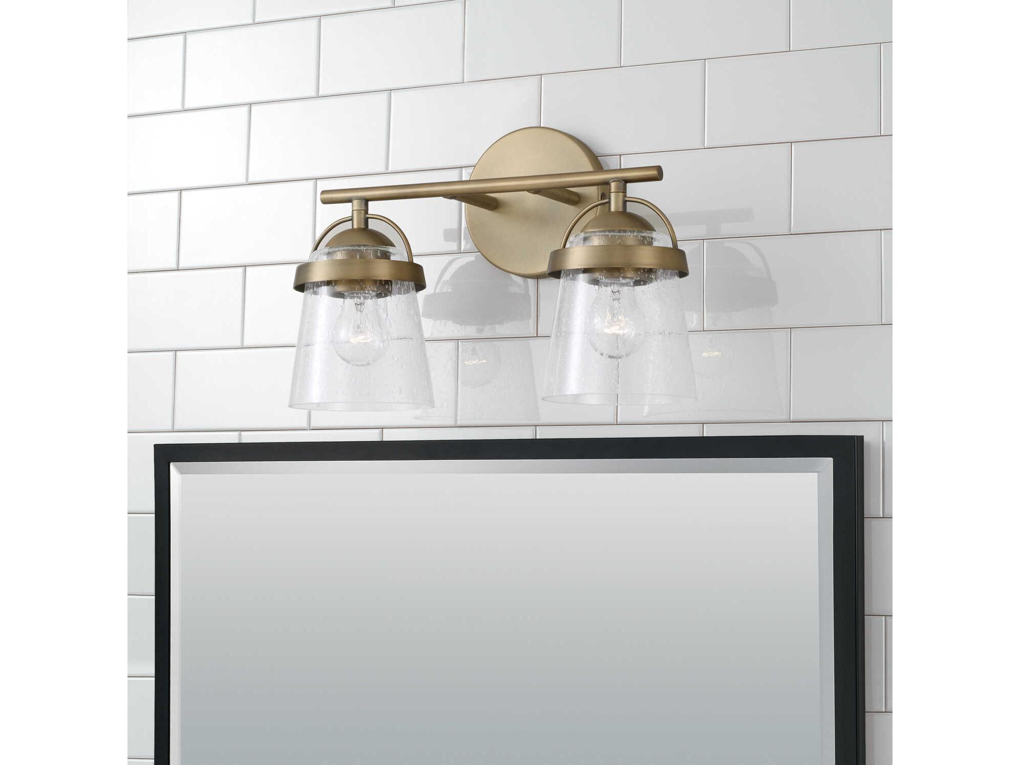 Capital Lighting Madison 2-Light Aged Brass Glass Vanity Light