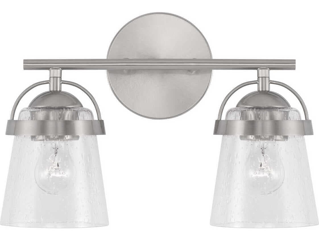 Capital Lighting Madison 2-Light Brushed Nickel Glass Vanity Light