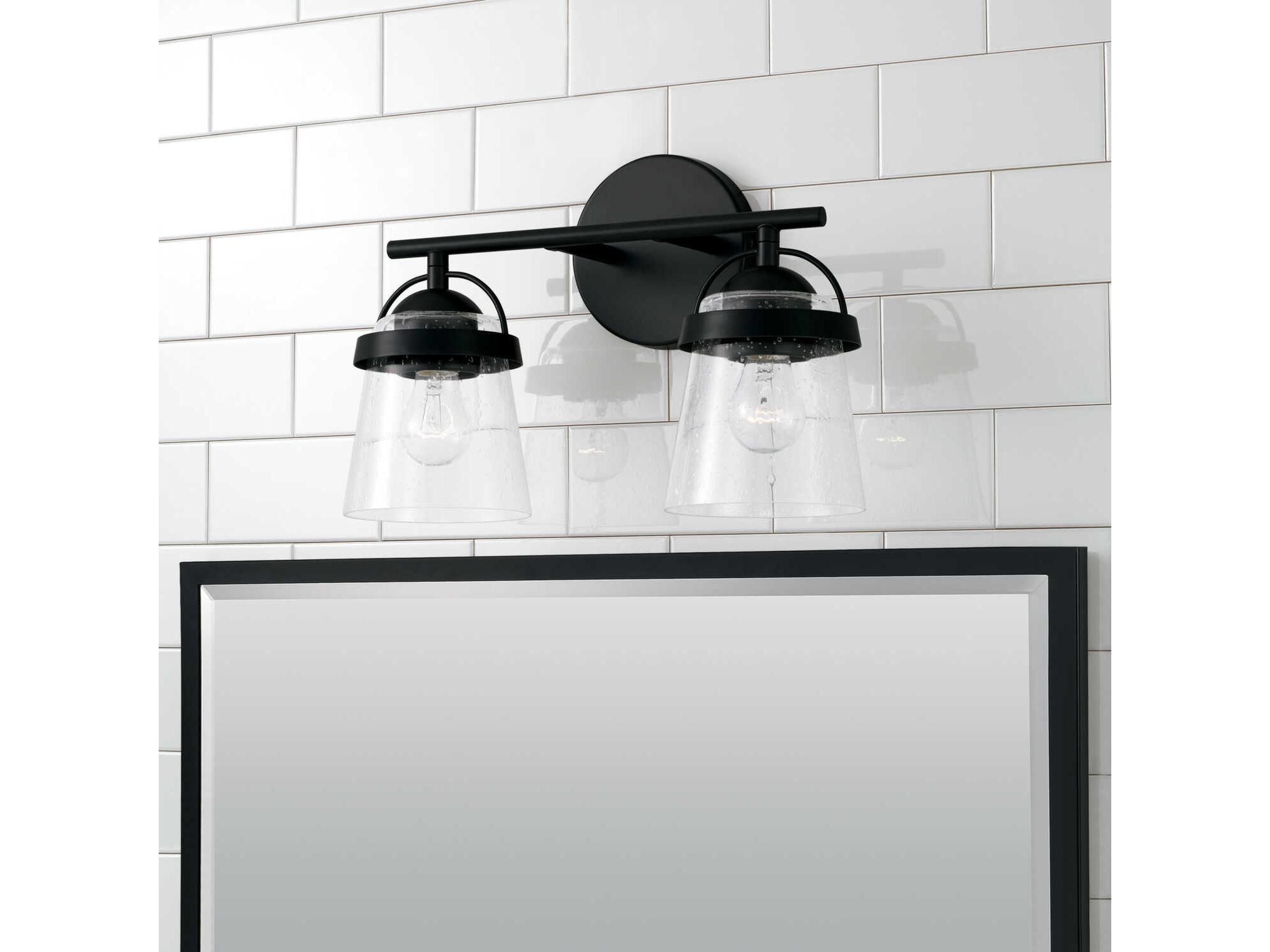 Capital Lighting Madison 2-Light Matte Black Glass Vanity Light