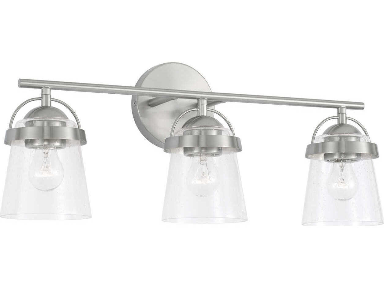 Capital Lighting Madison 3-Light Brushed Nickel Glass Vanity Light