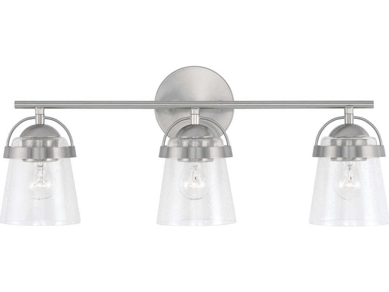 Capital Lighting Madison 3-Light Brushed Nickel Glass Vanity Light