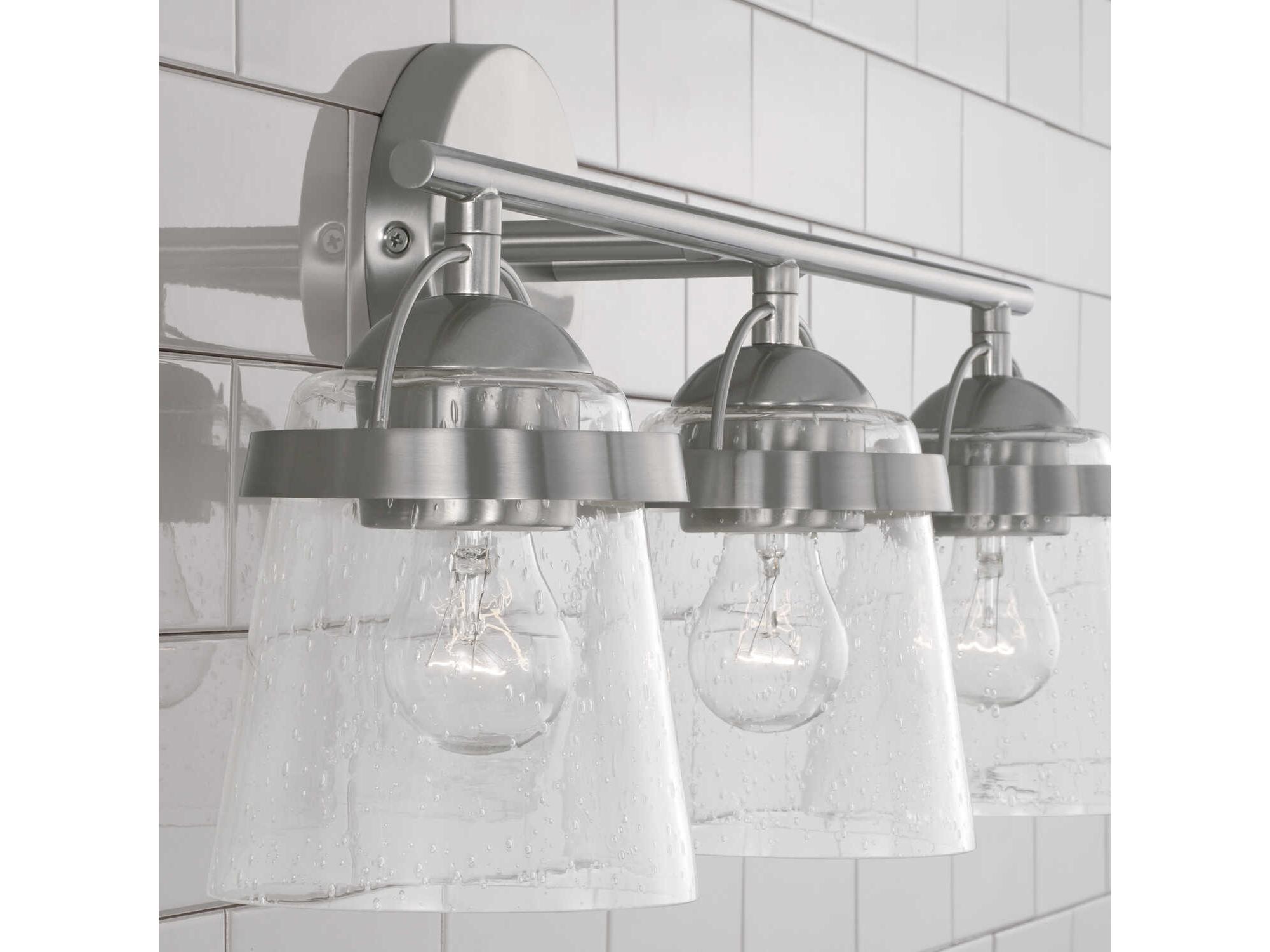 Capital Lighting Madison 3-Light Brushed Nickel Glass Vanity Light