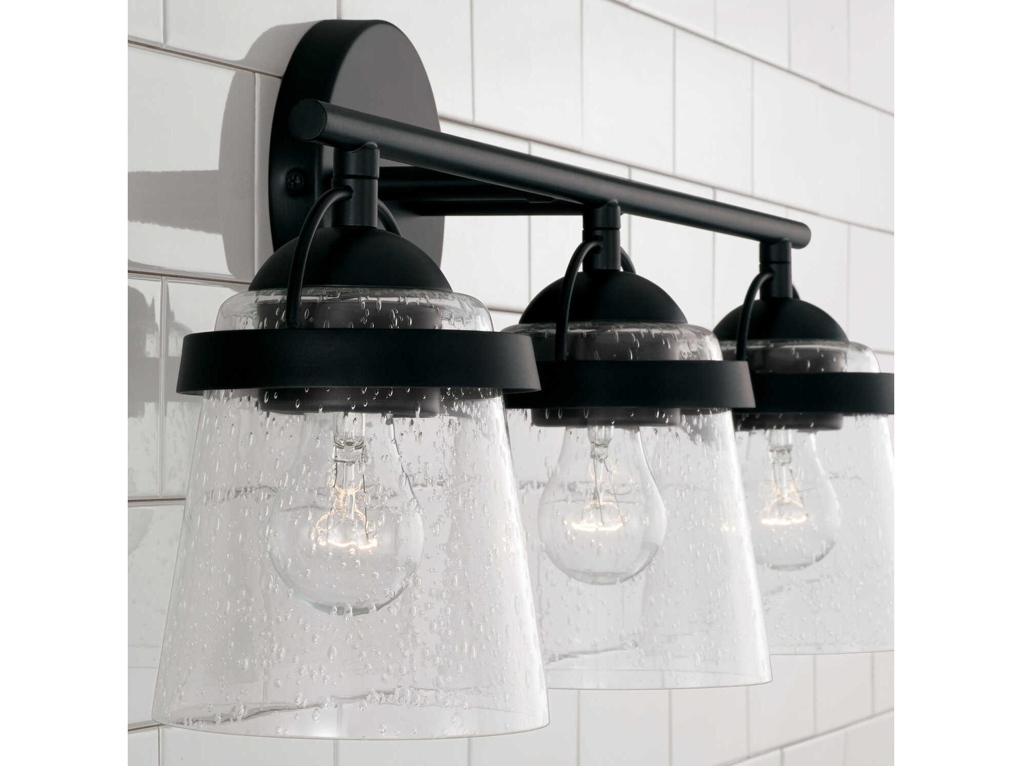 Capital Lighting Madison 3-Light Matte Black Glass Vanity Light