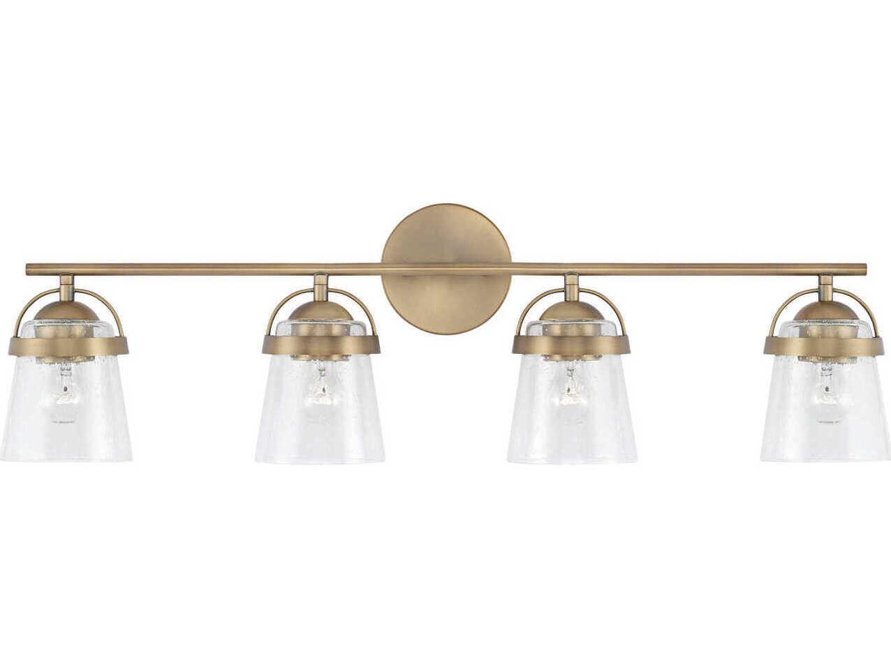 Capital Lighting Madison 4-Light Aged Brass Glass Vanity Light