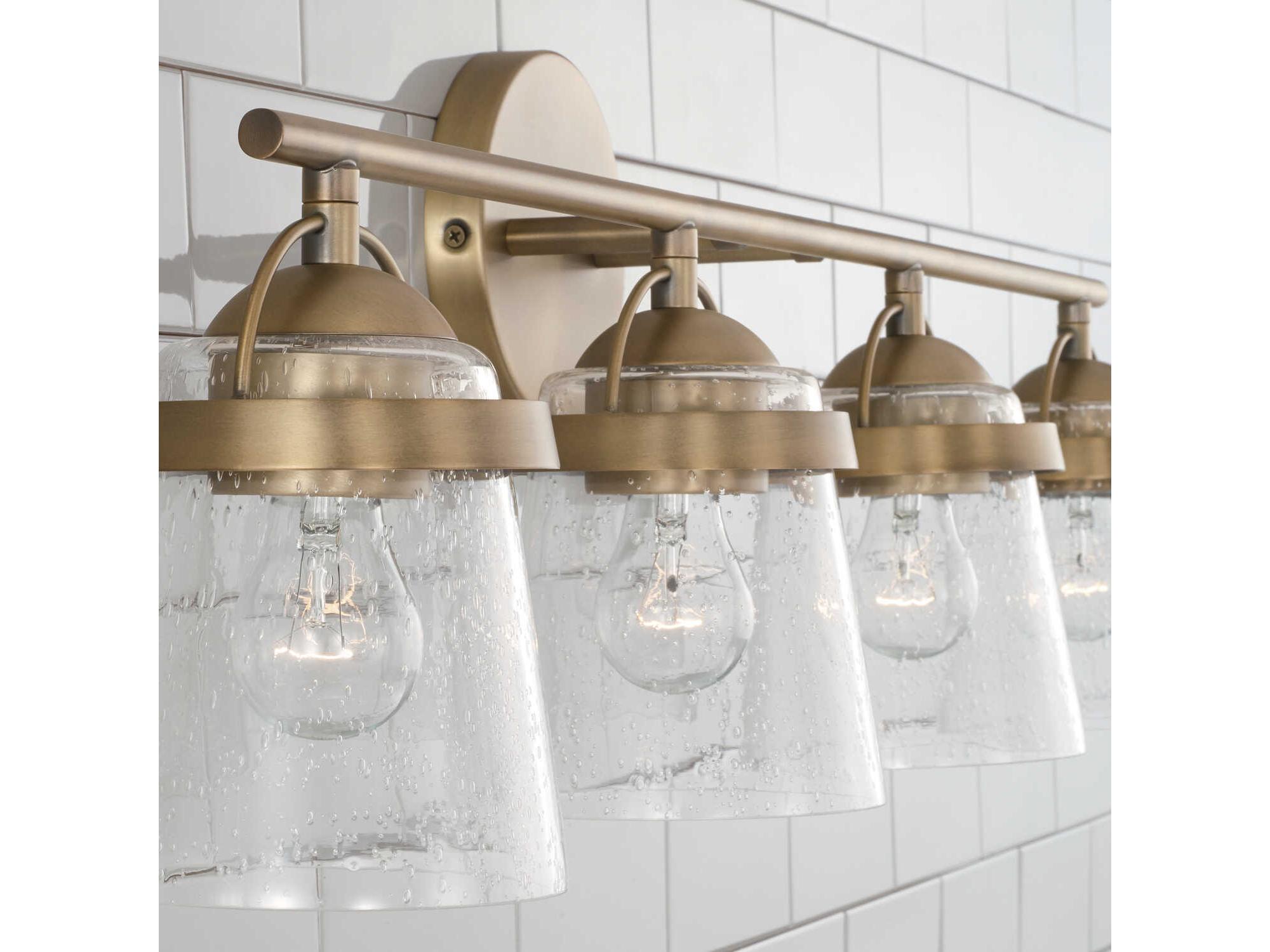 Capital Lighting Madison 4-Light Aged Brass Glass Vanity Light