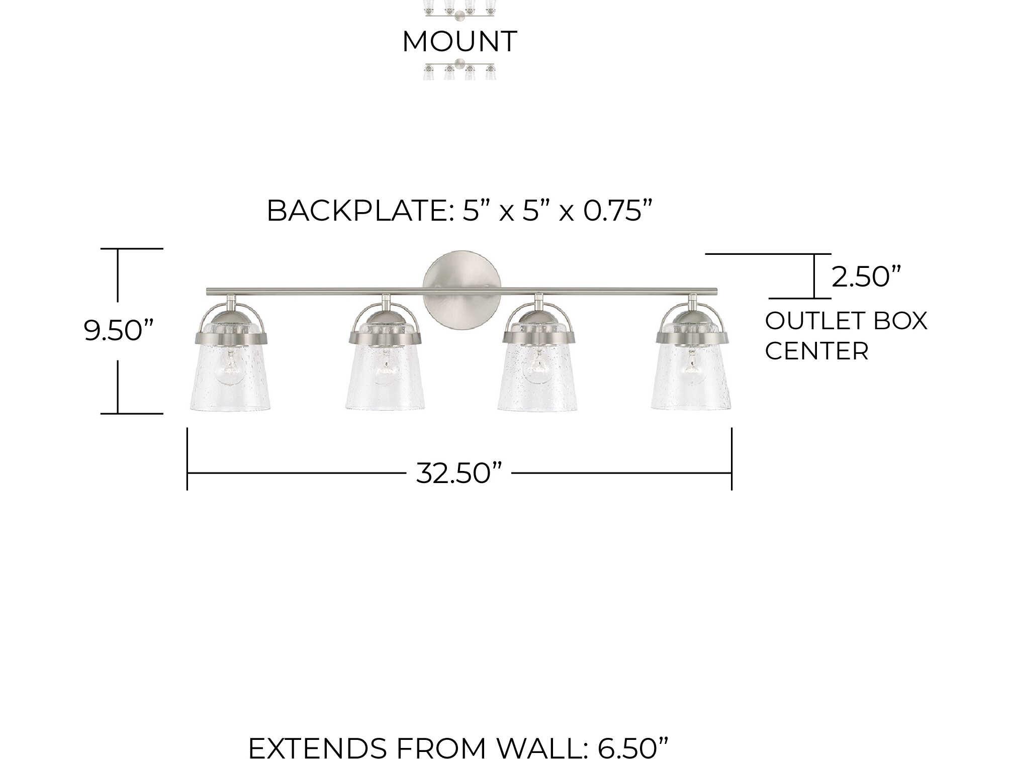 Capital Lighting Madison 4-Light Brushed Nickel Glass Vanity Light