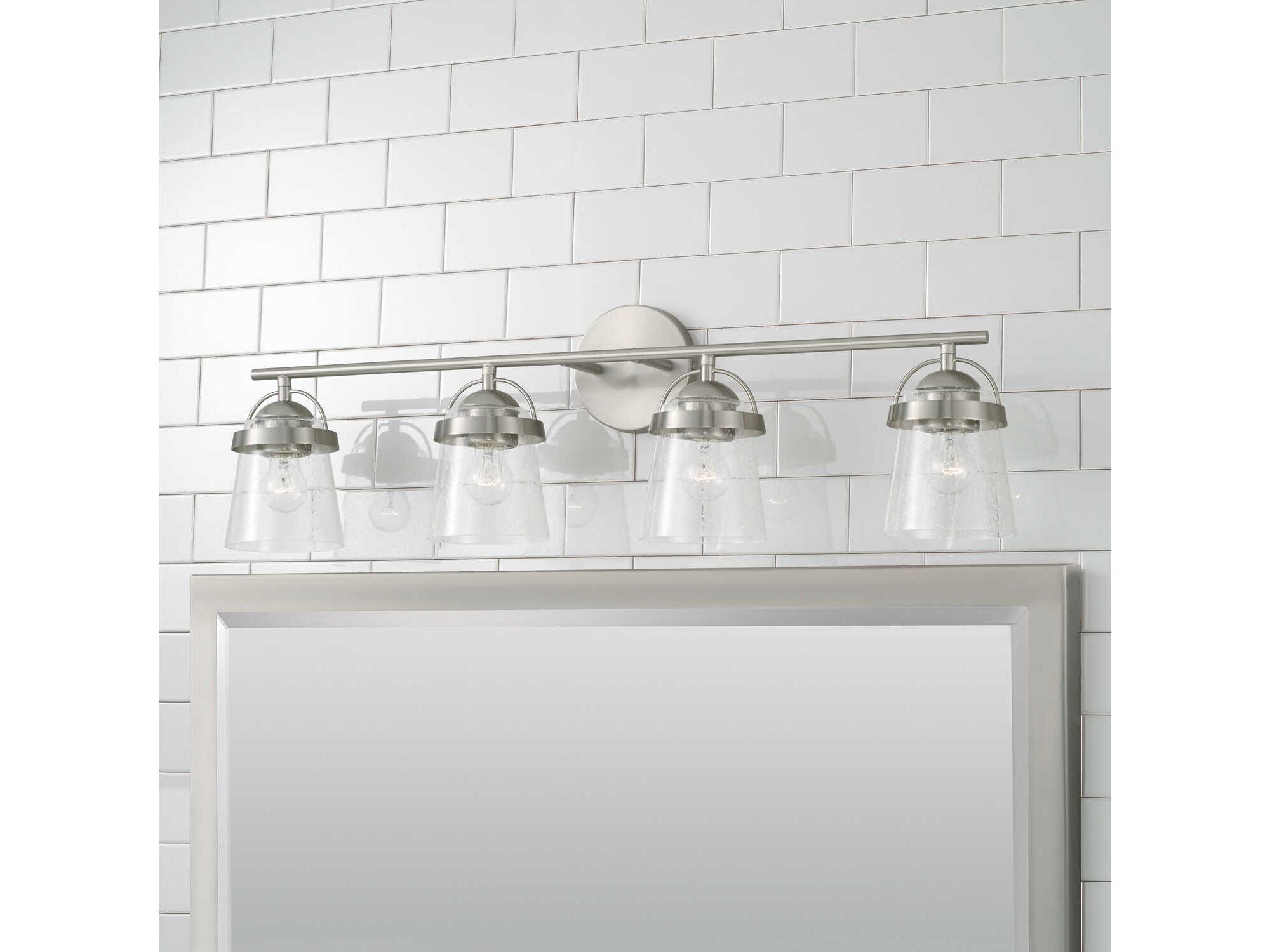 Capital Lighting Madison 4-Light Brushed Nickel Glass Vanity Light