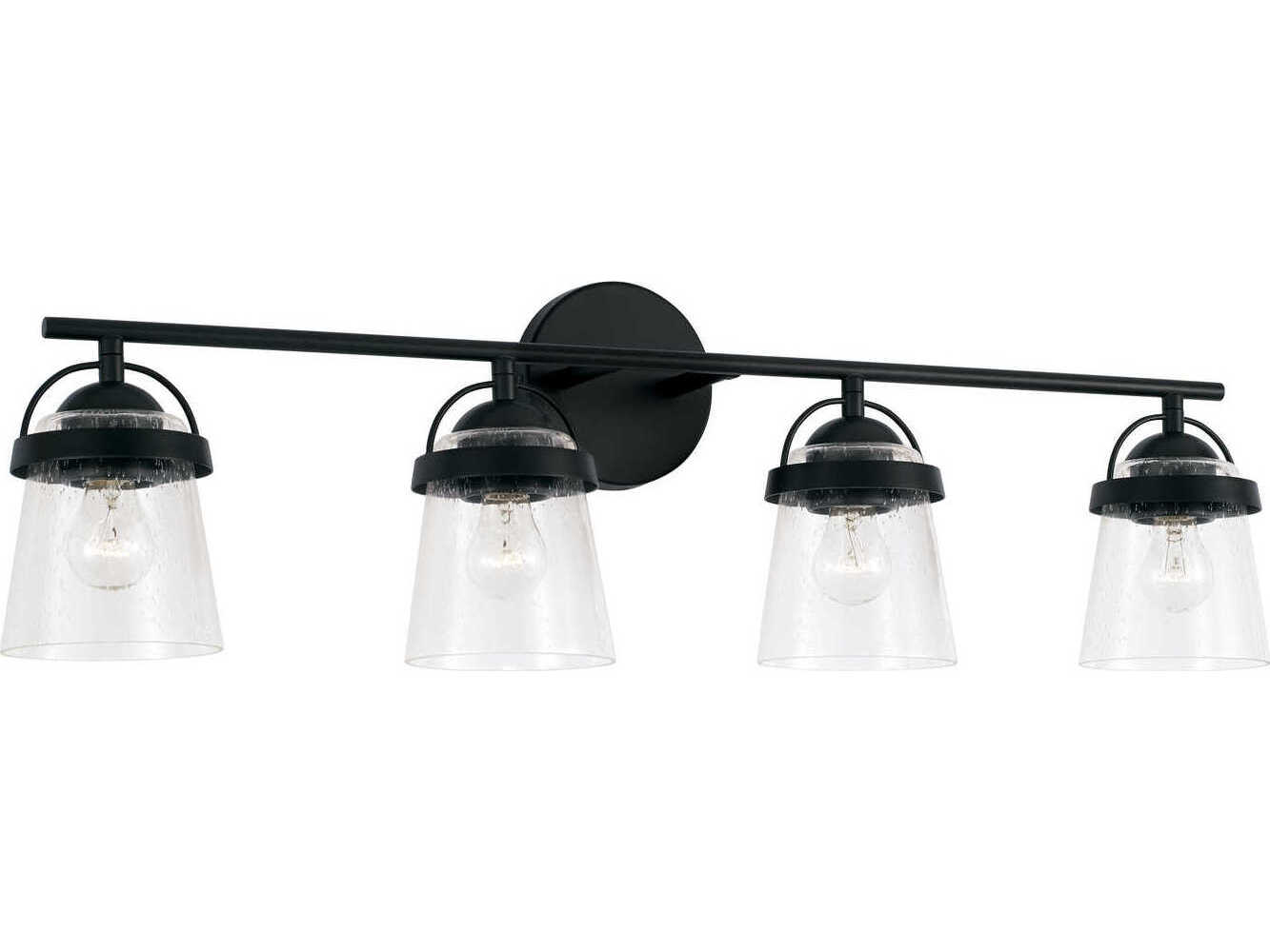 Capital Lighting Madison 4-Light Matte Black Glass Vanity Light