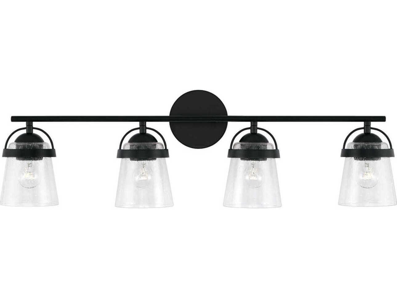 Capital Lighting Madison 4-Light Matte Black Glass Vanity Light