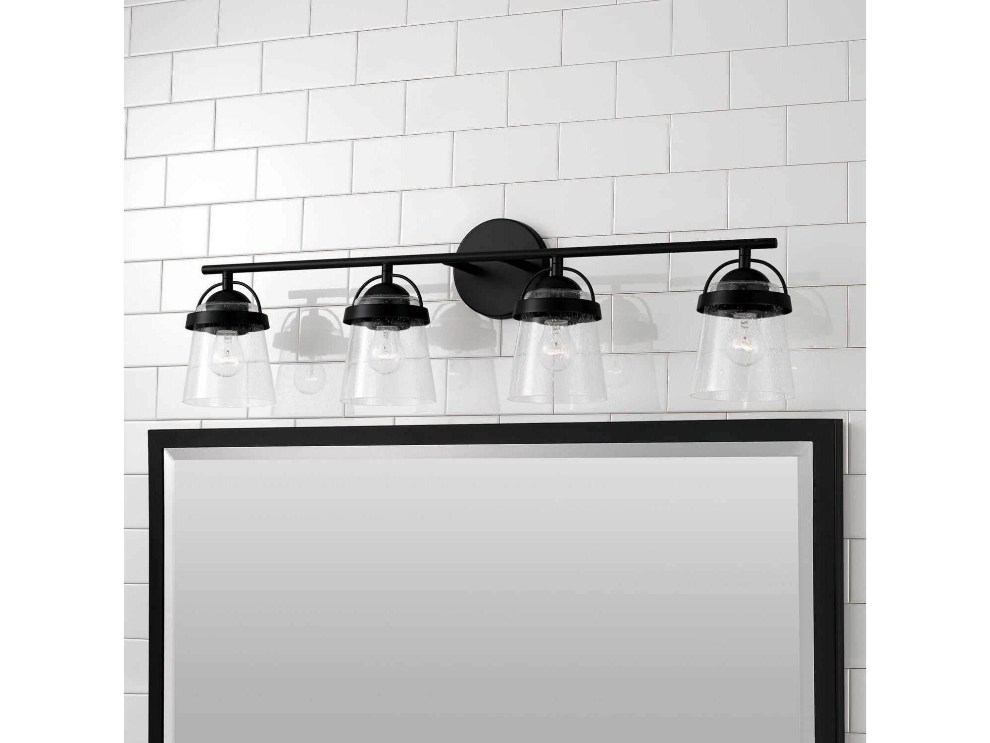Capital Lighting Madison 4-Light Matte Black Glass Vanity Light