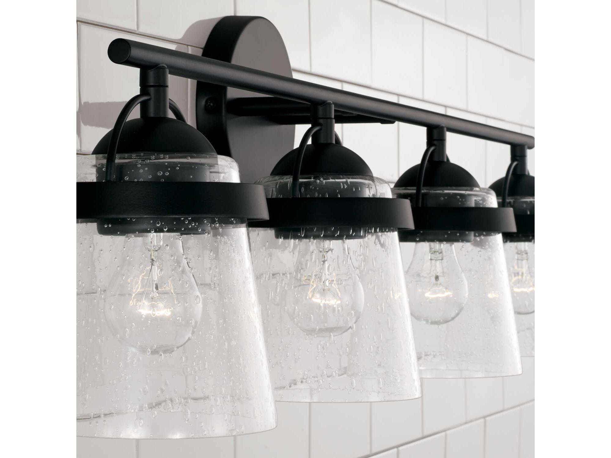 Capital Lighting Madison 4-Light Matte Black Glass Vanity Light