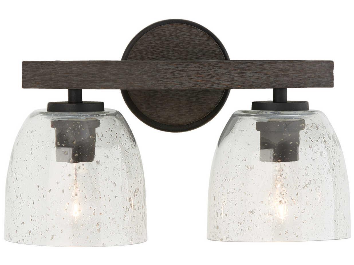 Capital Lighting Clive 2-Light Carbon Grey Black Iron Glass Vanity Light