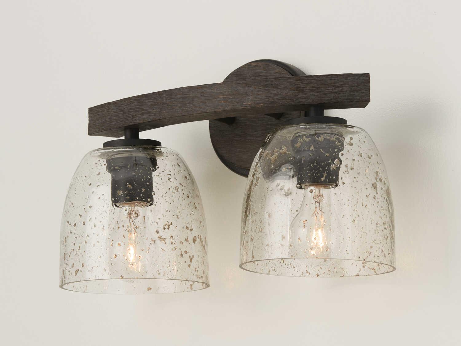 Capital Lighting Clive 2-Light Carbon Grey Black Iron Glass Vanity Light