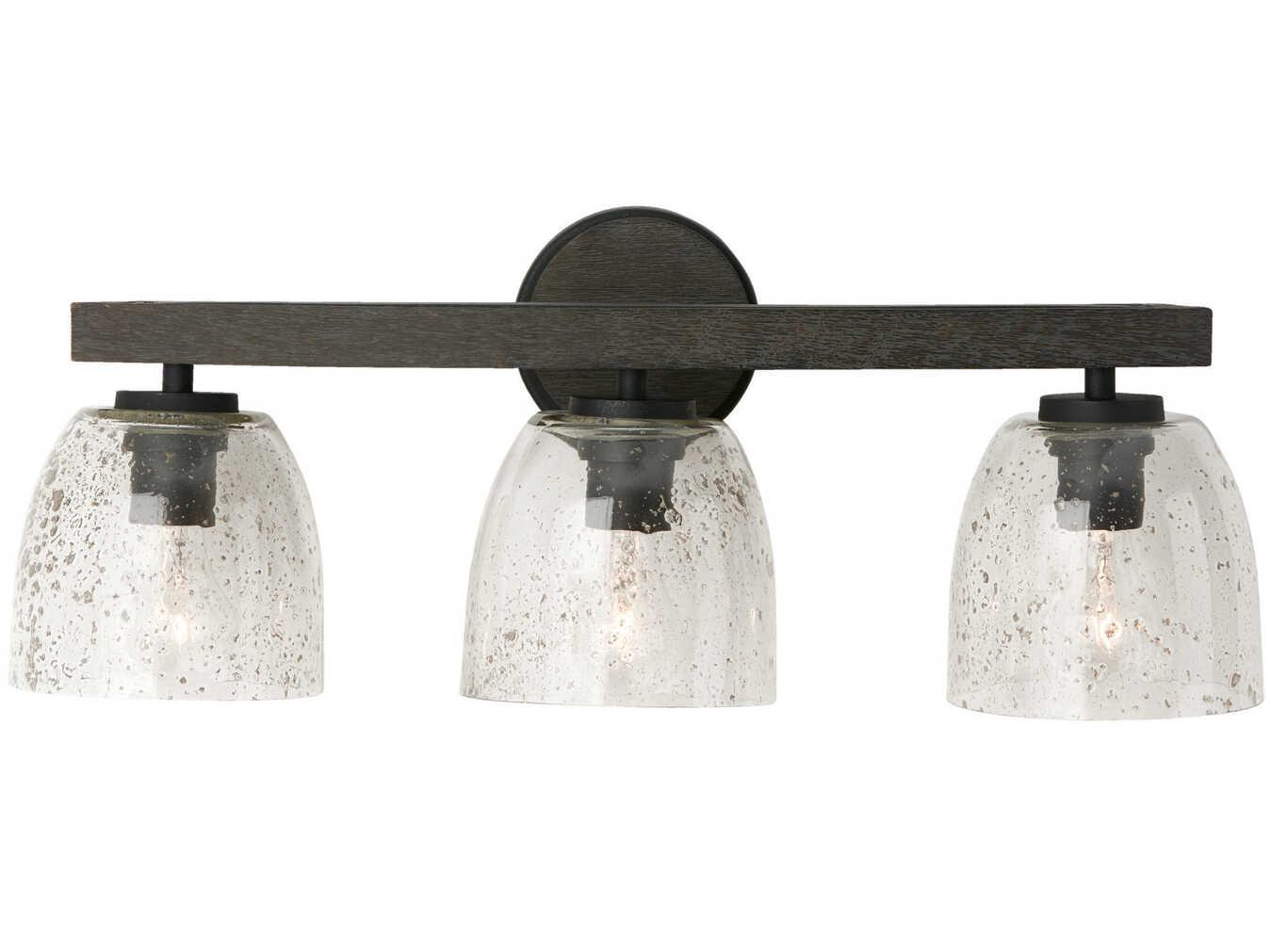 Capital Lighting Clive 3-Light Carbon Grey Black Iron Glass Vanity Light