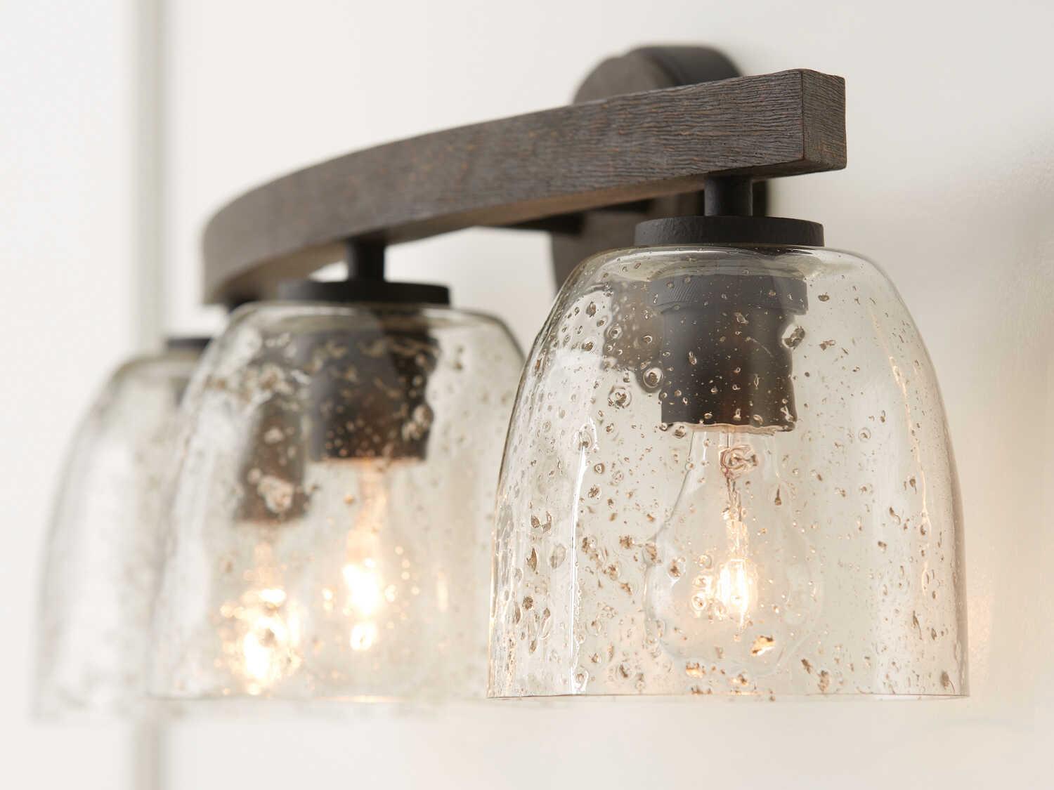 Capital Lighting Clive 3-Light Carbon Grey Black Iron Glass Vanity Light