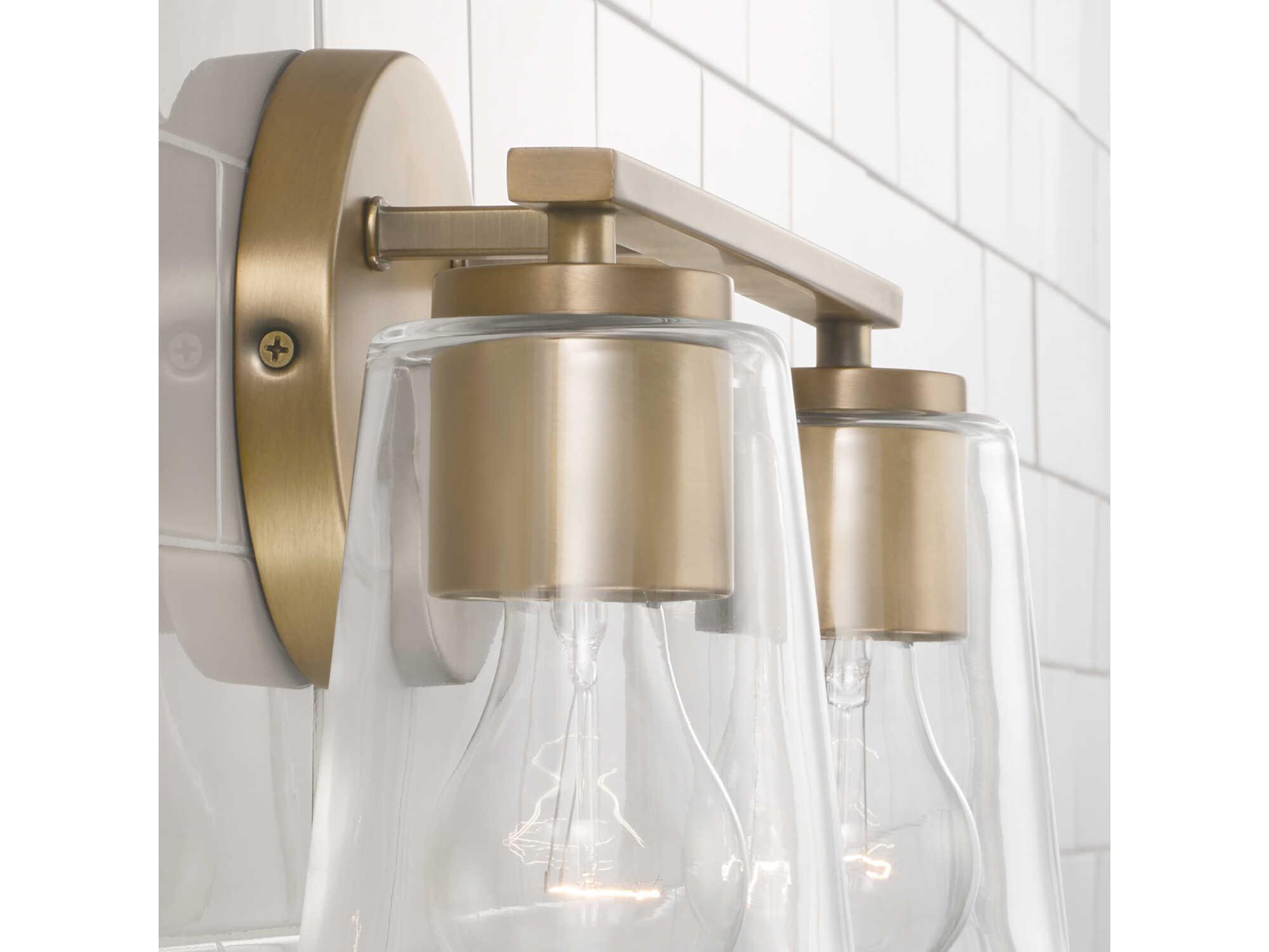 Capital Lighting Portman 2-Light Aged Brass Glass Vanity Light