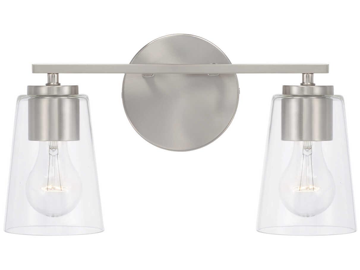 Capital Lighting Portman 2-Light Brushed Nickel Glass Vanity Light