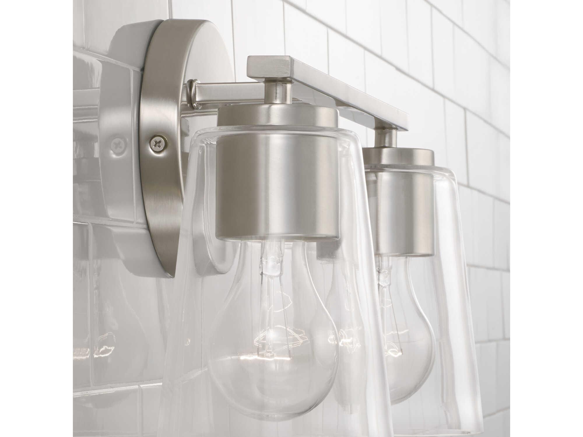 Capital Lighting Portman 2-Light Brushed Nickel Glass Vanity Light