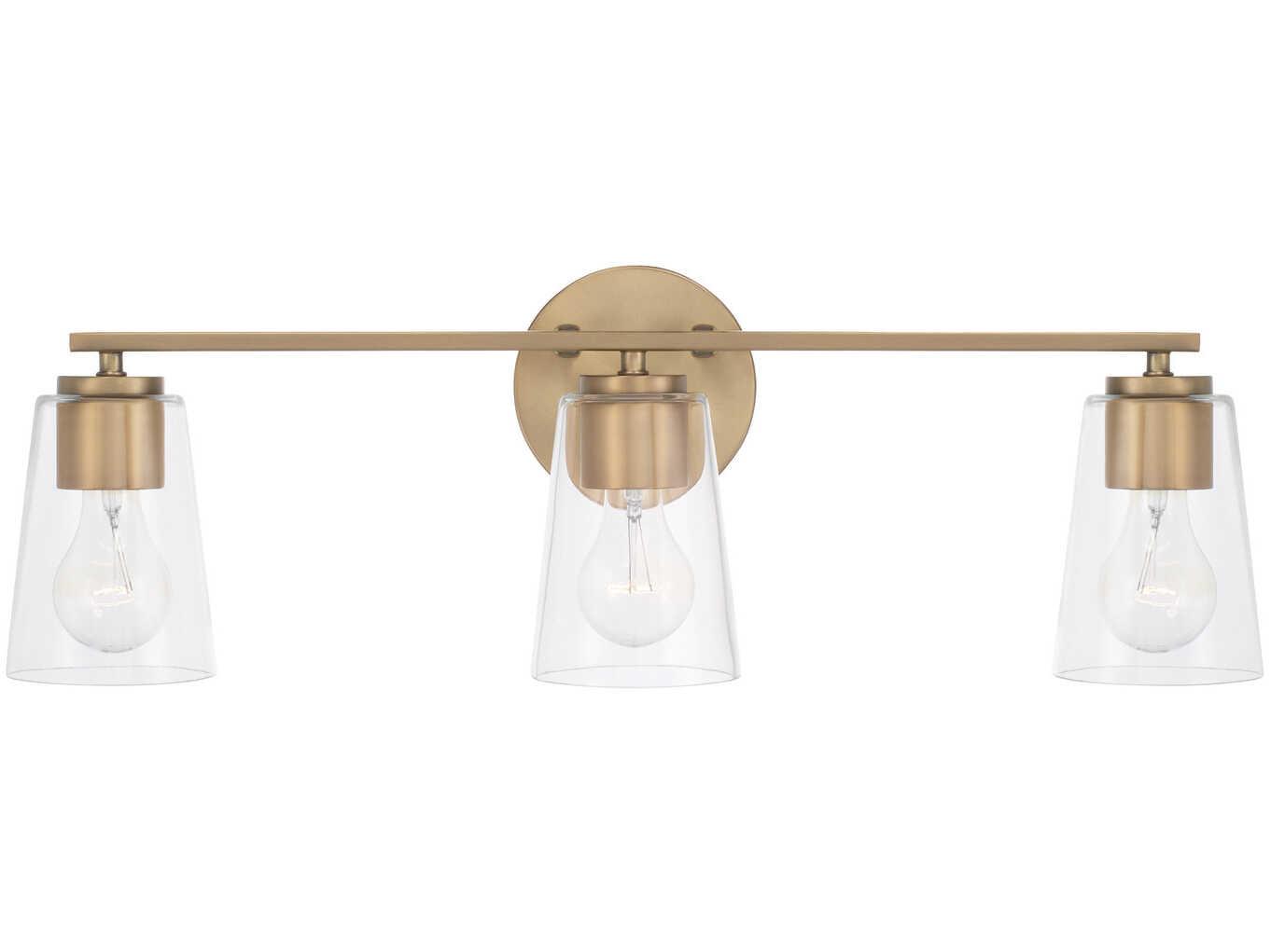 Capital Lighting Portman 3-Light Aged Brass Glass Vanity Light