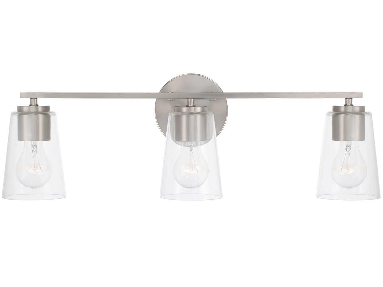 Capital Lighting Portman 3-Light Brushed Nickel Glass Vanity Light