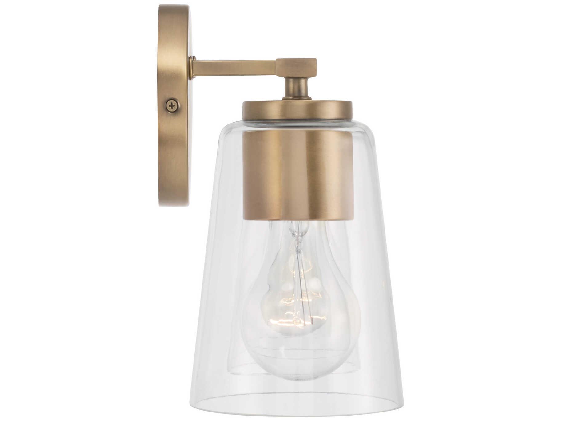 Capital Lighting Portman 4-Light Aged Brass Glass Vanity Light