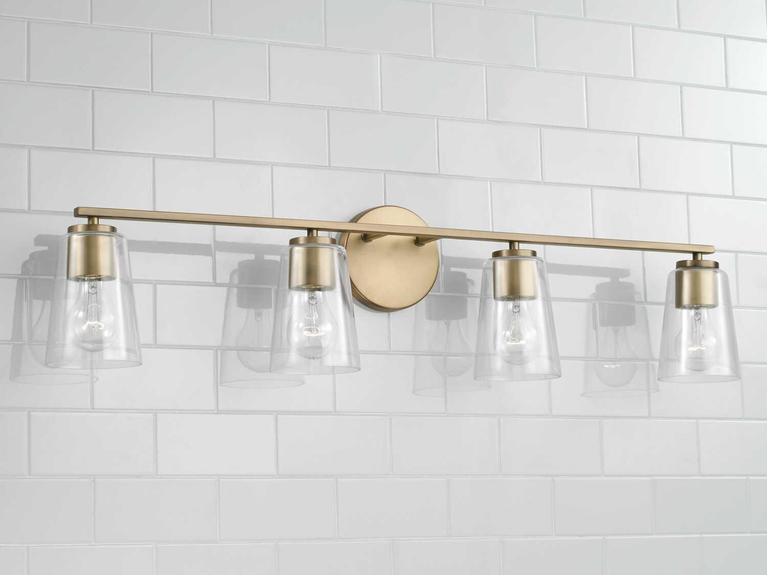 Capital Lighting Portman 4-Light Aged Brass Glass Vanity Light