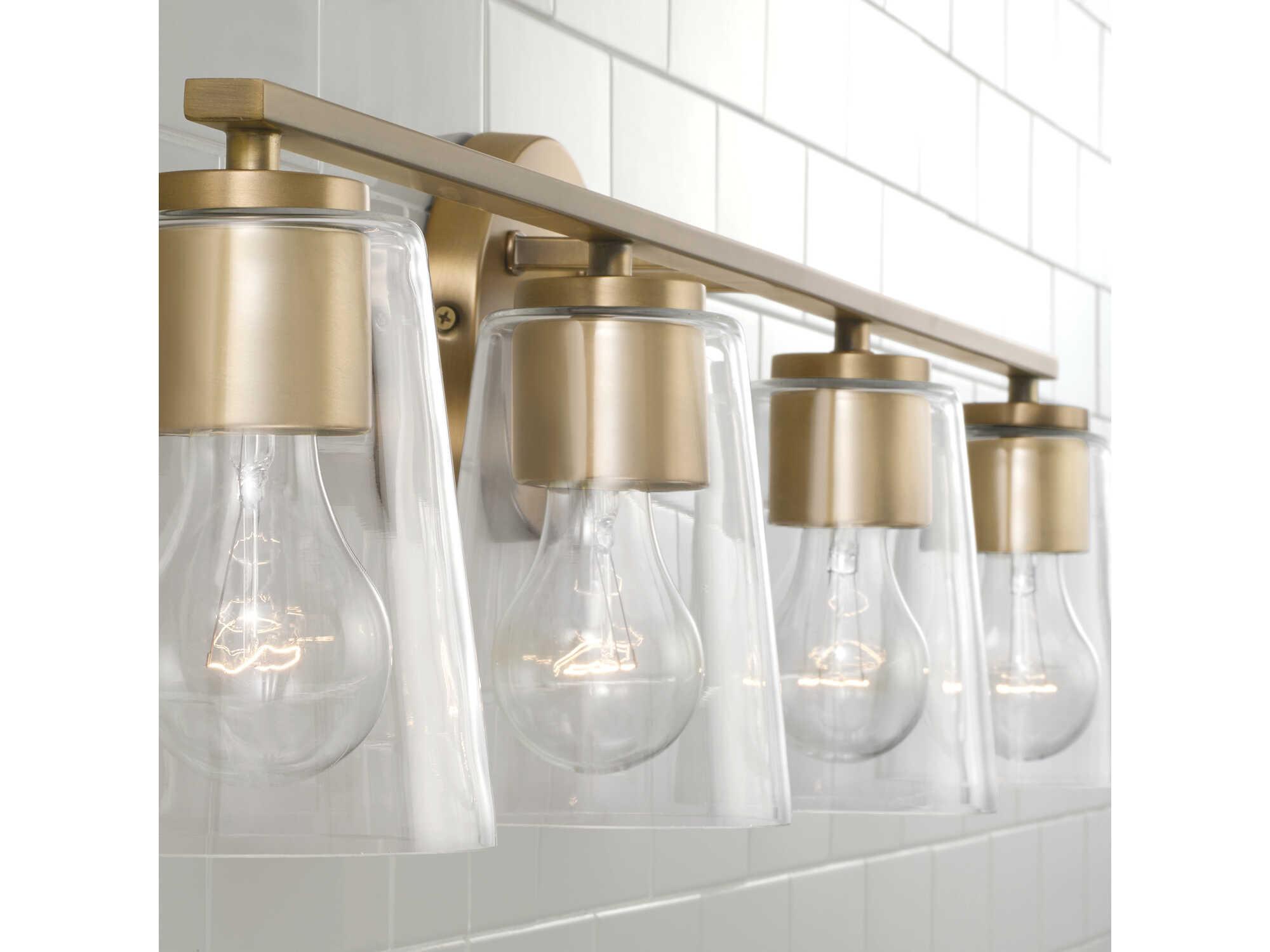 Capital Lighting Portman 4-Light Aged Brass Glass Vanity Light