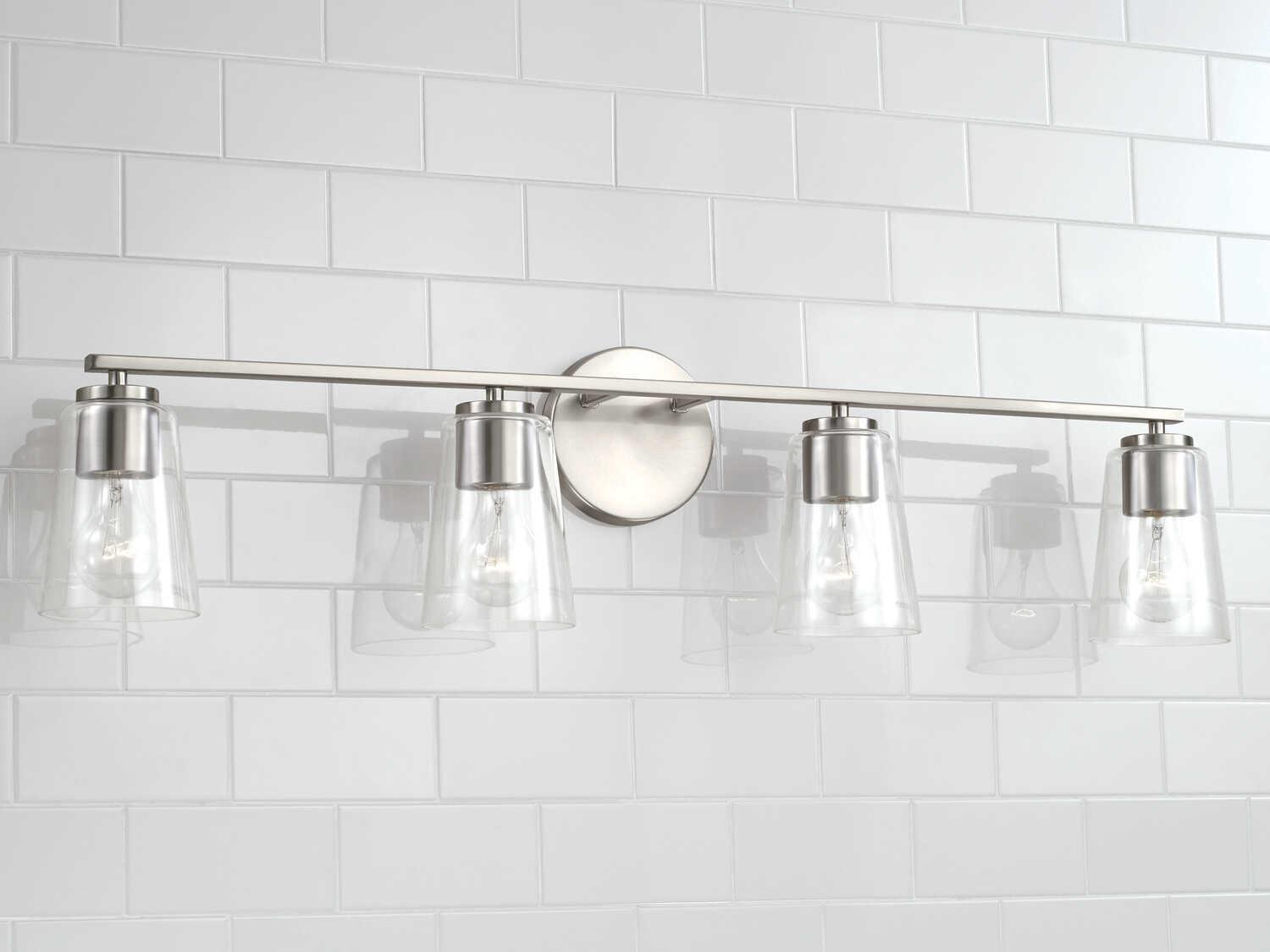 Capital Lighting Portman 4-Light Brushed Nickel Glass Vanity Light