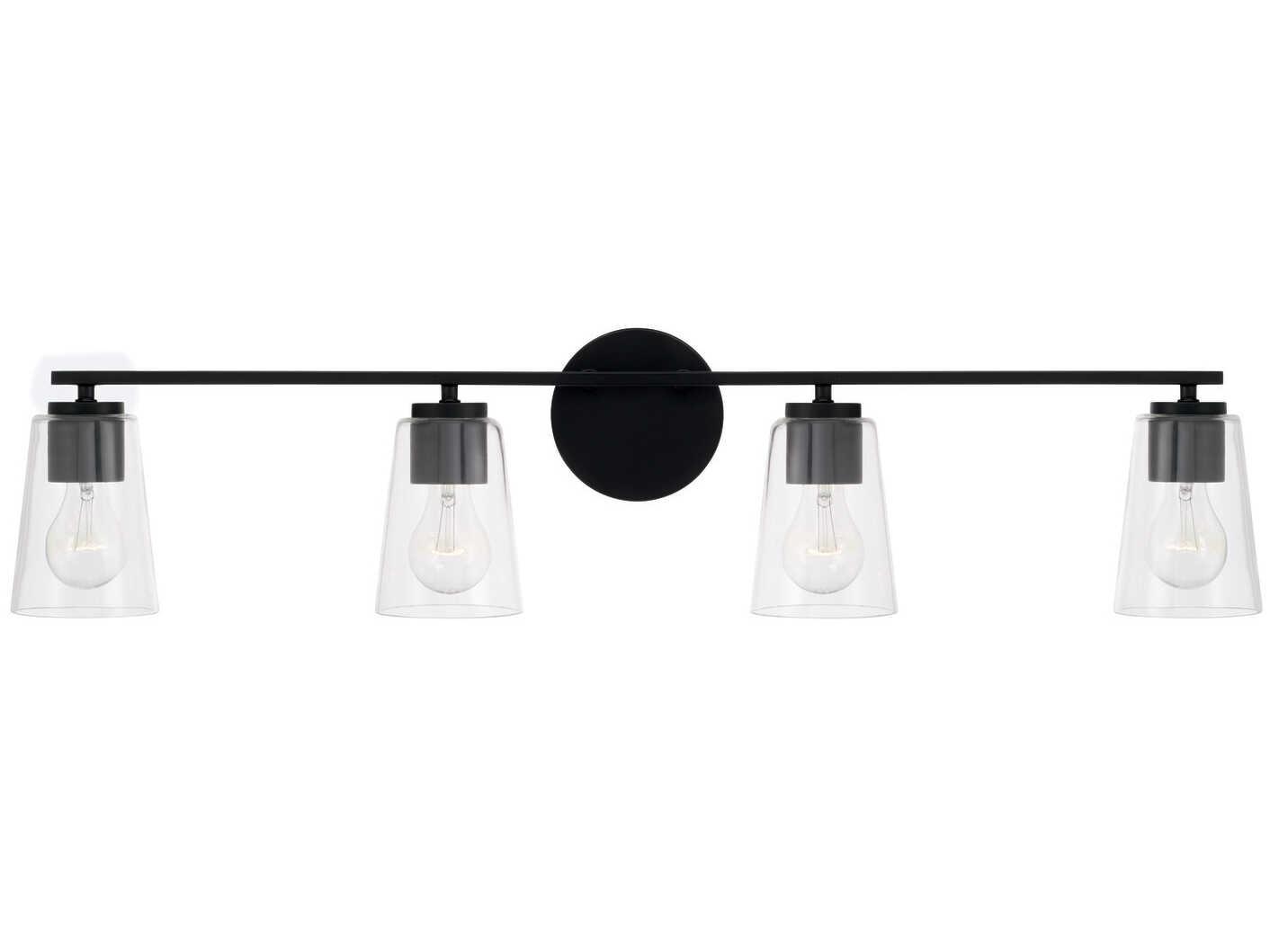 Capital Lighting Portman 4-Light Matte Black Glass Vanity Light
