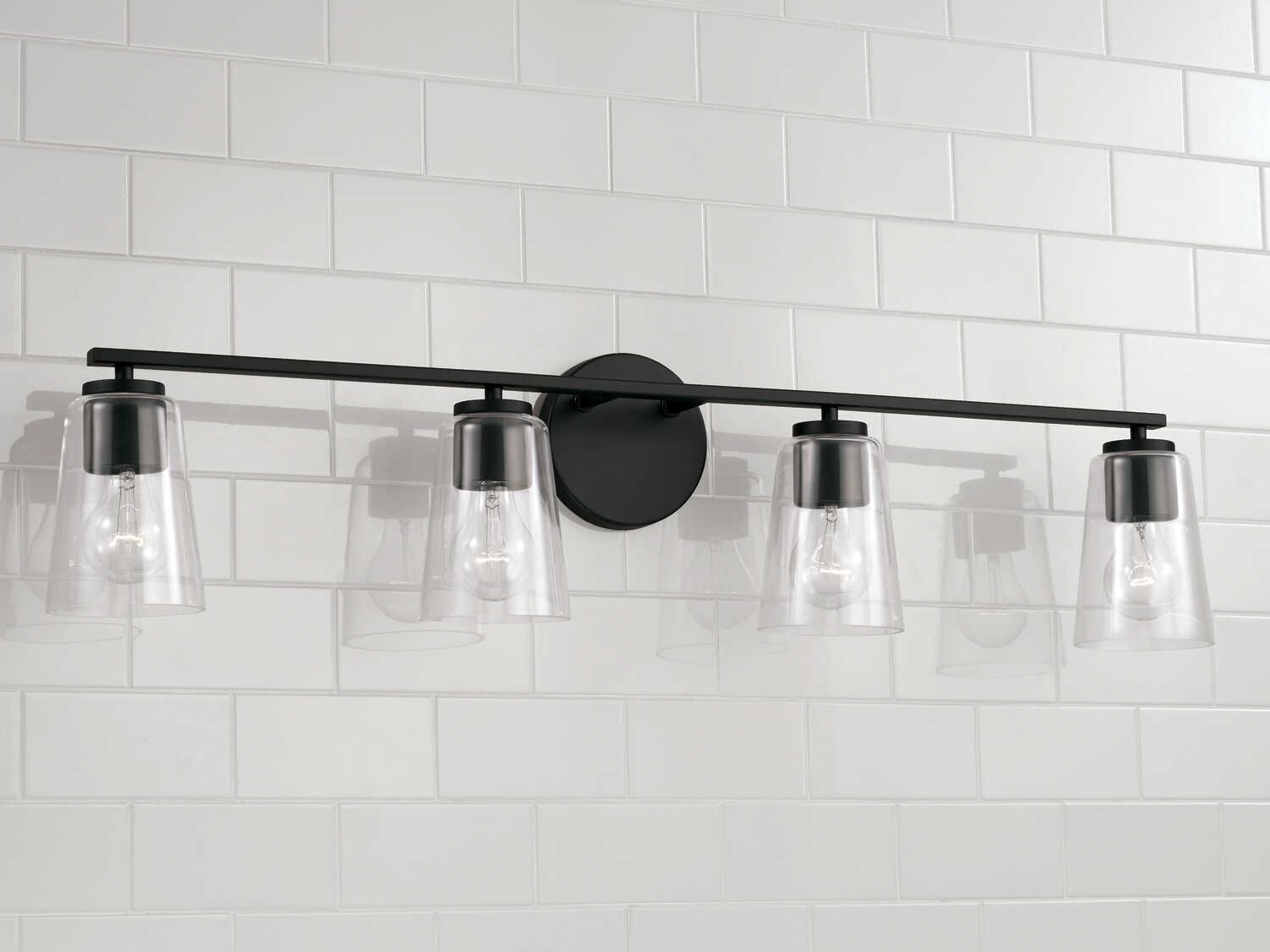 Capital Lighting Portman 4-Light Matte Black Glass Vanity Light