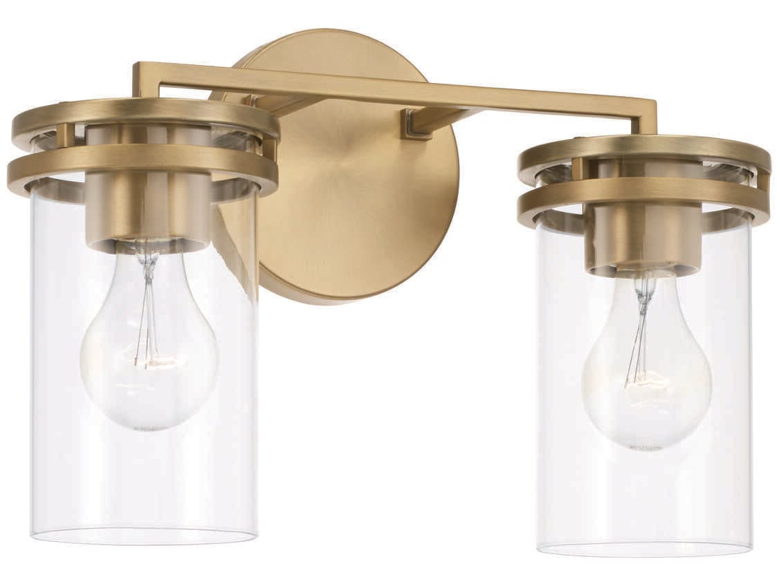 Capital Lighting Fuller 2-Light Aged Brass Glass Vanity Light