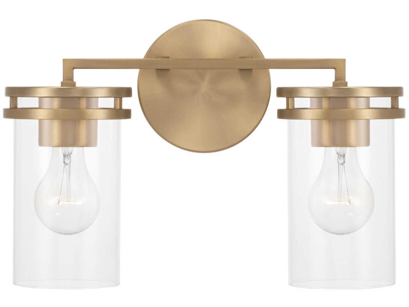 Capital Lighting Fuller 2-Light Aged Brass Glass Vanity Light