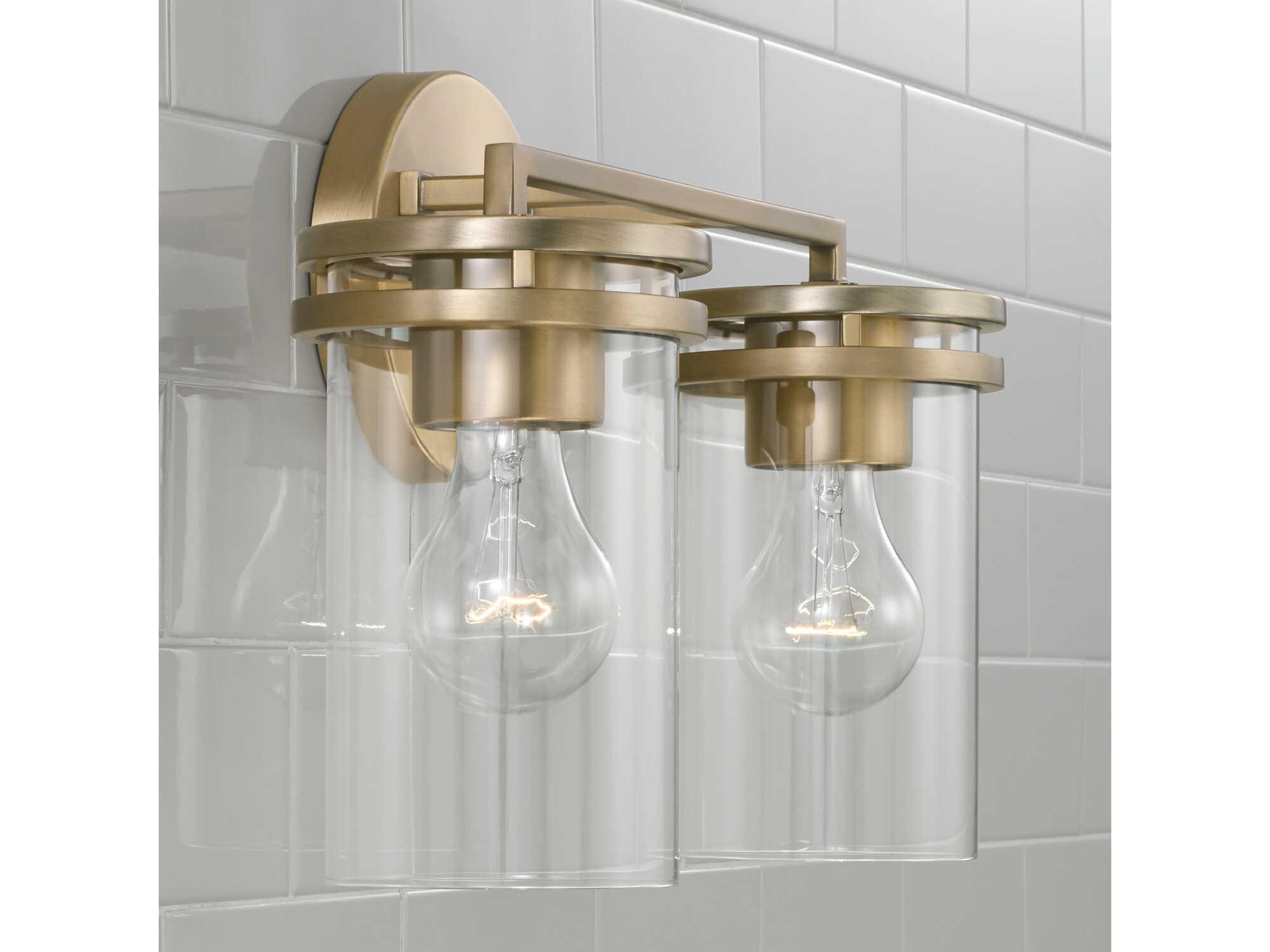 Capital Lighting Fuller 2-Light Aged Brass Glass Vanity Light