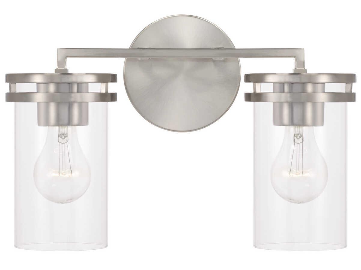 Capital Lighting Fuller 2-Light Brushed Nickel Glass Vanity Light