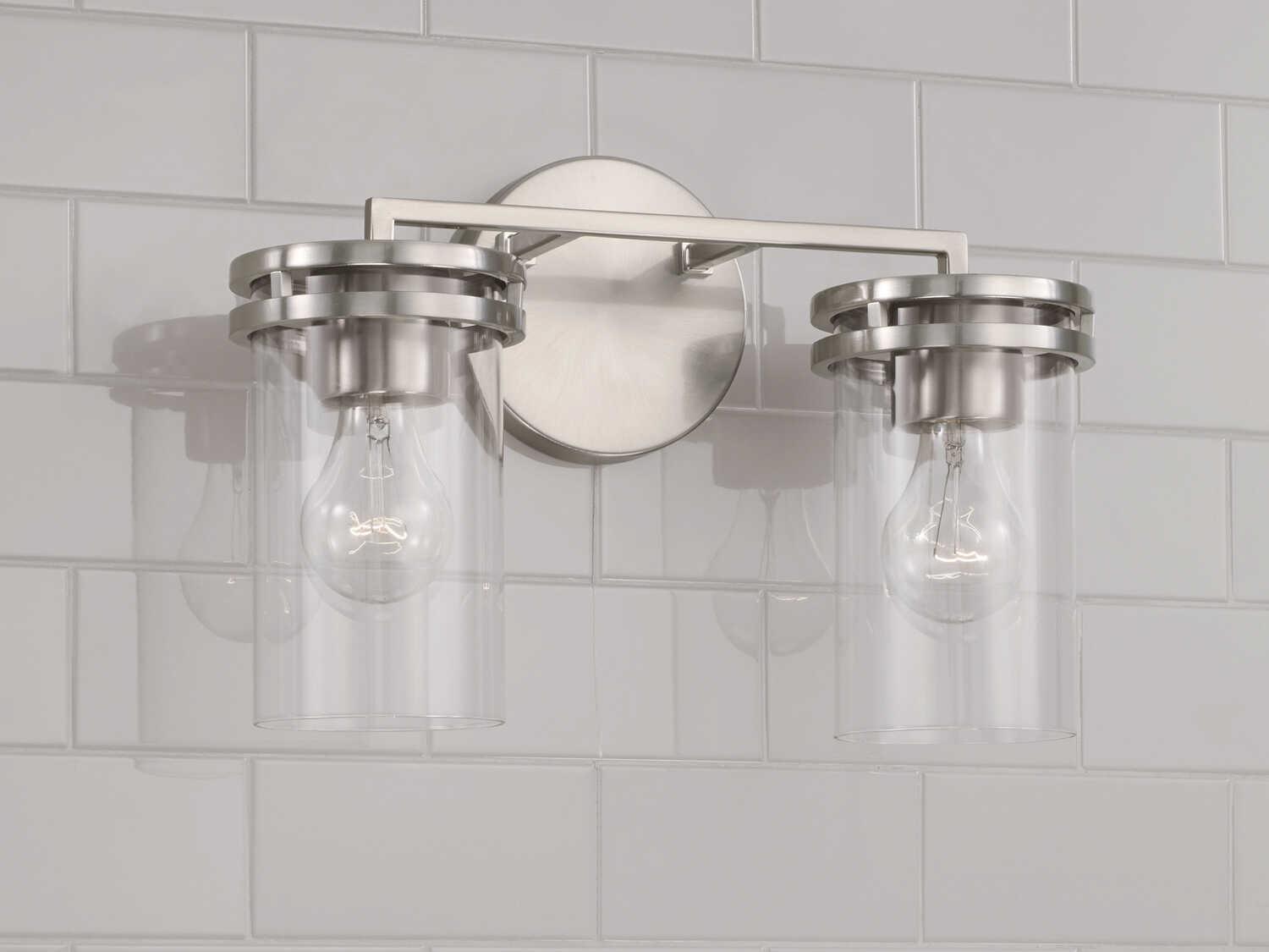 Capital Lighting Fuller 2-Light Brushed Nickel Glass Vanity Light